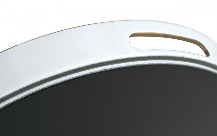 Taca okrągła z uchwytami 33 cm Biała Kwiaty Liście 166865