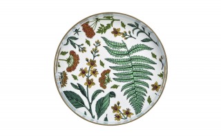 Taca okrągła z uchwytami 33 cm Biała Kwiaty Liście 166865