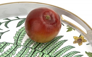 Taca okrągła z uchwytami 33 cm Biała Kwiaty Liście 166865