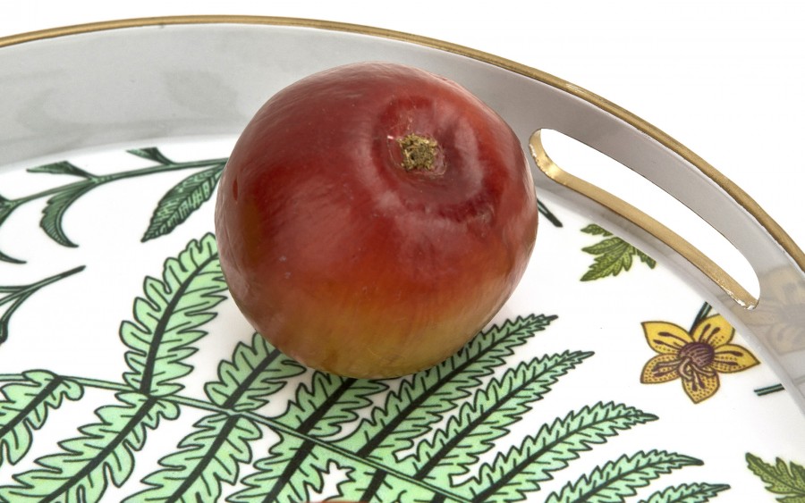 Taca okrągła z uchwytami 33 cm Biała Kwiaty Liście 166865