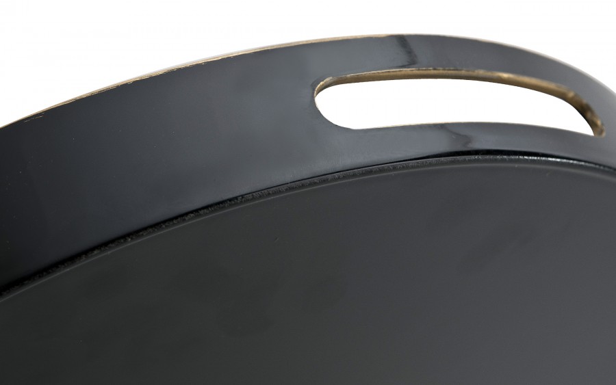 Taca okrągła z uchwytami 37,5 cm Czarna Przekrój Kamienia 162830