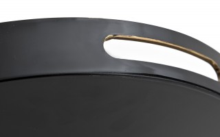 Taca okrągła z uchwytami 37 cm Czarna Marmur 131907