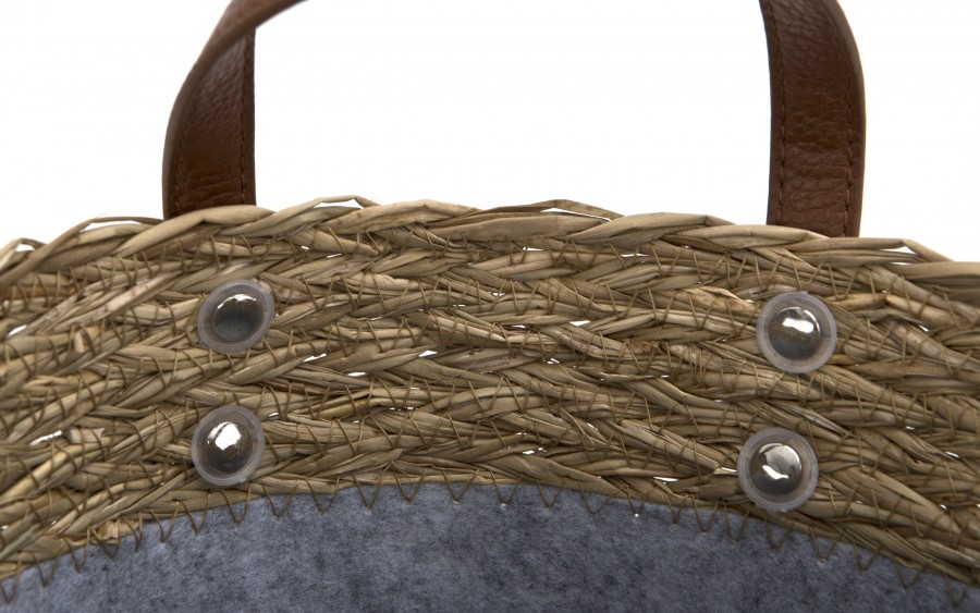 Kosz filcowy dekoracyjny 20x20x20 cm AMPARO 7126 MONDEX szary z trawą morską