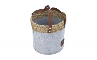 Kosz filcowy dekoracyjny 20x20x20 cm AMPARO 7126 MONDEX szary z trawą morską