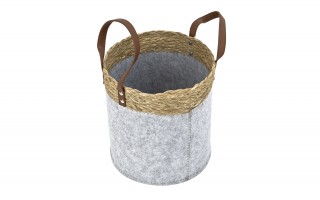 Kosz filcowy dekoracyjny 24x24x24 cm AMPARO 7126 MONDEX szary z trawą morską