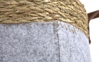 Kosz filcowy dekoracyjny 24x24x24 cm AMPARO 7126 MONDEX szary z trawą morską