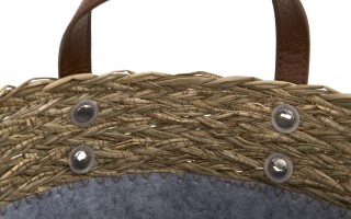 Kosz filcowy dekoracyjny 24x24x24 cm AMPARO 7126 MONDEX szary z trawą morską