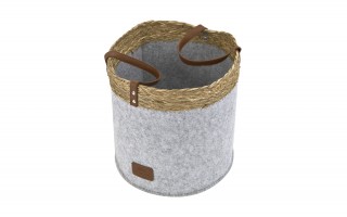 Kosz filcowy dekoracyjny 28x28x28 cm AMPARO 7126 MONDEX szary z trawą morską