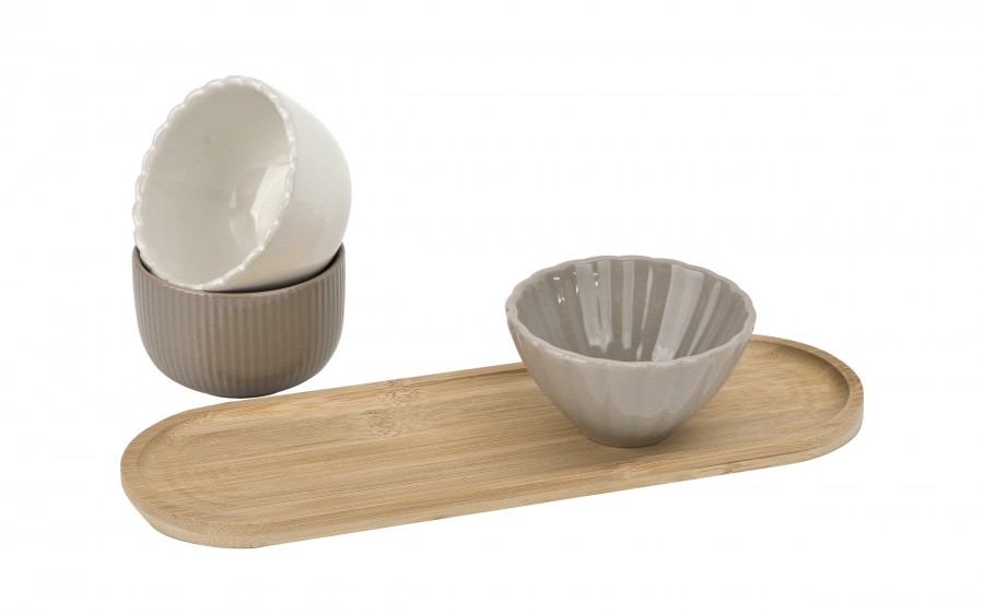 Zestaw 3 miseczek z deską do serwowania 4 el.