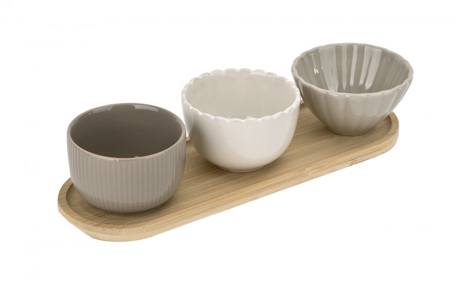 Zestaw 3 miseczek z deską do serwowania 4 el.