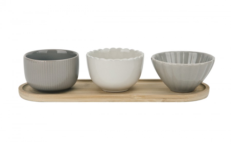 Zestaw 3 miseczek z deską do serwowania 4 el.