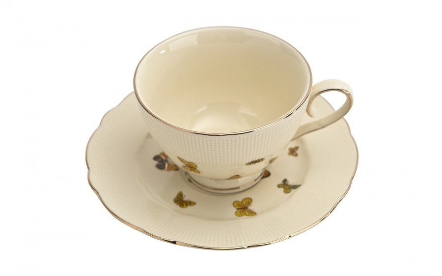 Komplet 2 filiżanek 260 ml + spodki Motylki