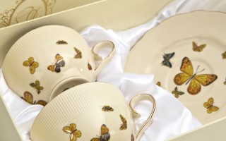 Komplet 2 filiżanek 260 ml + spodki Motylki