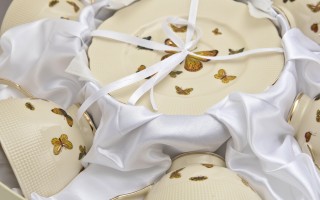 Komplet 6 filiżanek 260 ml + spodki Motylki