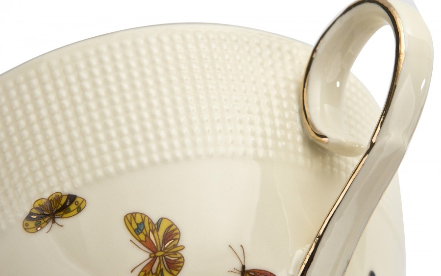 Komplet 6 filiżanek 260 ml + spodki Motylki