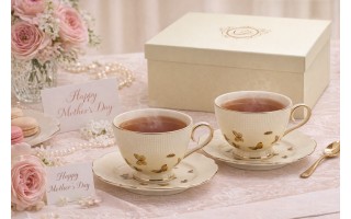 Komplet 2 filiżanek 260 ml + spodki Motylki