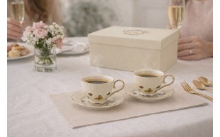 Komplet 2 filiżanek do espresso 125 ml + spodki Motylki