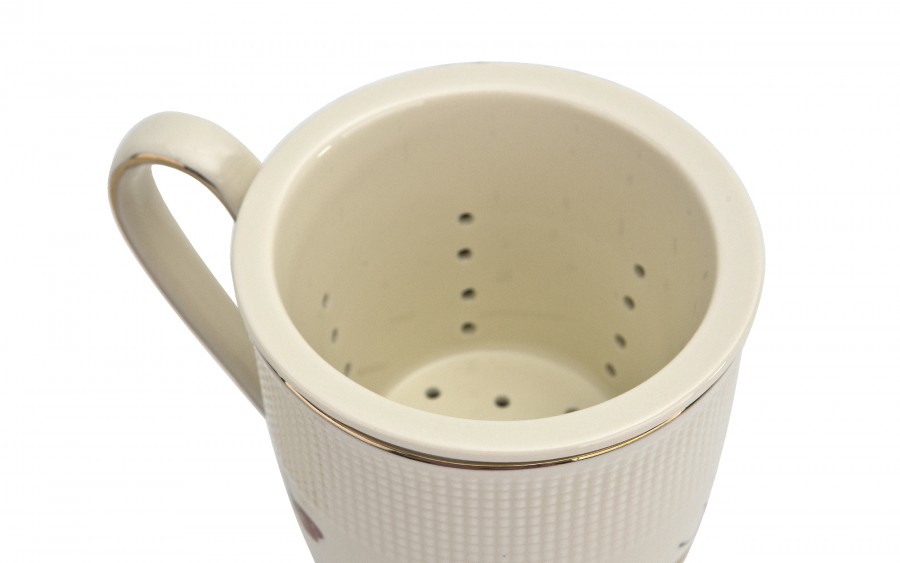 Kubek porcelanowy 400 ml z zaparzaczem Motylki