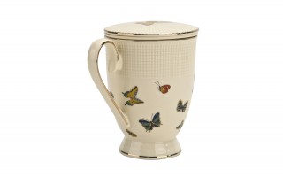 Kubek porcelanowy 400 ml z zaparzaczem Motylki