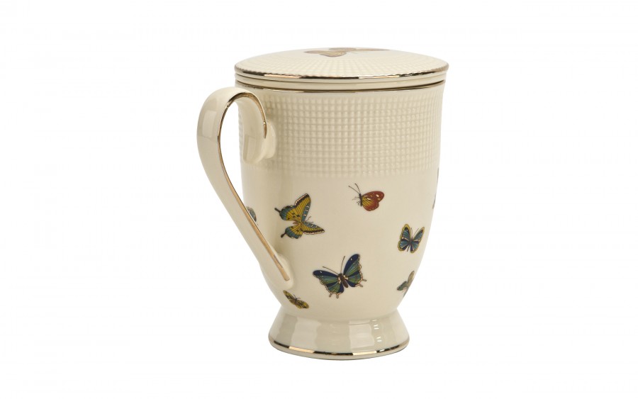 Kubek porcelanowy 400 ml z zaparzaczem Motylki