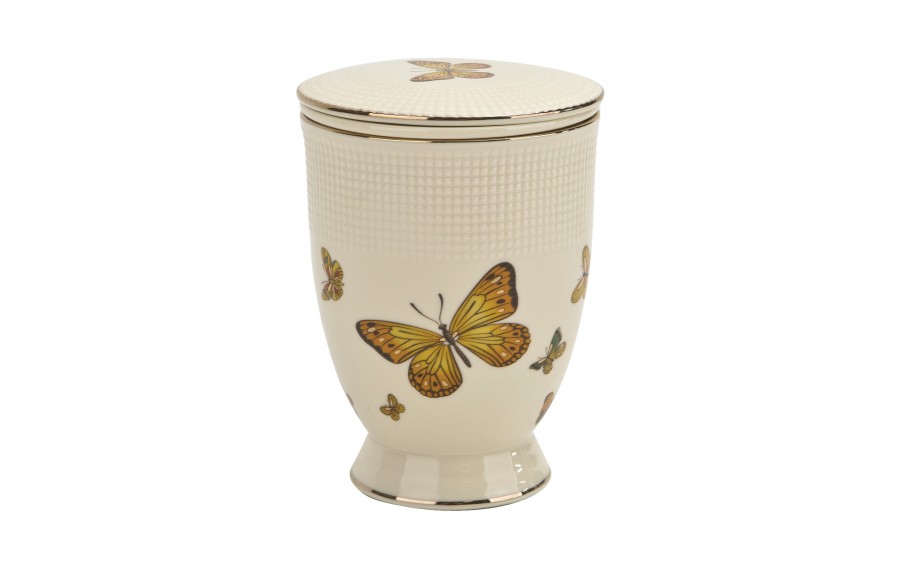 Kubek porcelanowy 400 ml z zaparzaczem Motylki