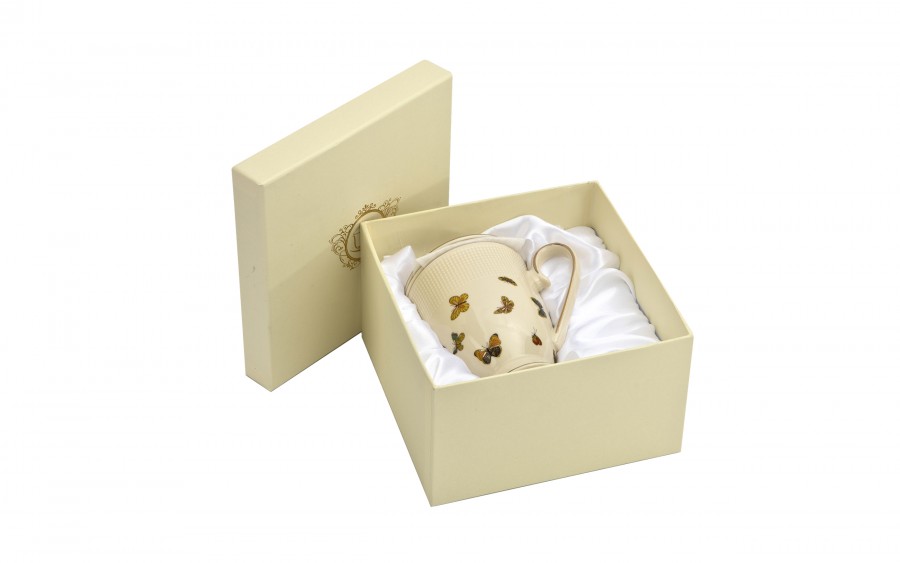 Kubek porcelanowy 400 ml z zaparzaczem Motylki