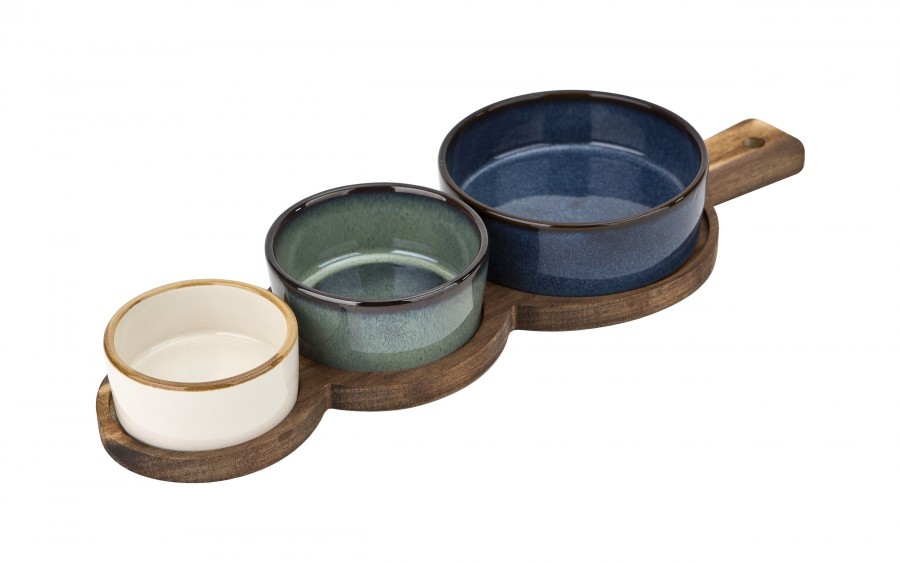 Zestaw 3 miseczek z deską do serwowania 4 el. 7341