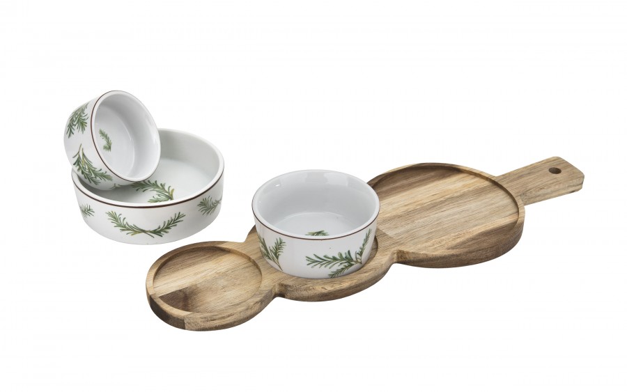 Zestaw 3 miseczek z deską do serwowania 4 el. 7358 Rozmaryn