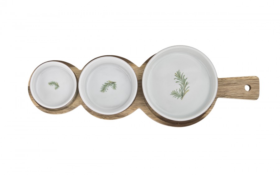 Zestaw 3 miseczek z deską do serwowania 4 el. 7358 Rozmaryn