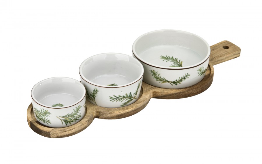 Zestaw 3 miseczek z deską do serwowania 4 el. 7358 Rozmaryn