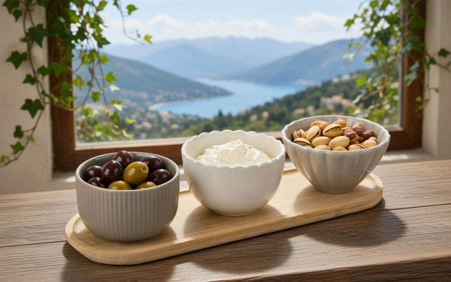 Zestaw 3 miseczek z deską do serwowania 4 el.