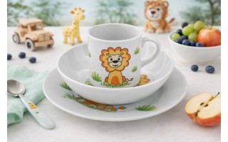 Zestaw naczyń dla dzieci Lew porcelanowy