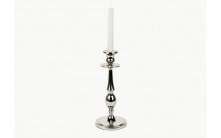 Świecznik metalowy 28 cm srebrny