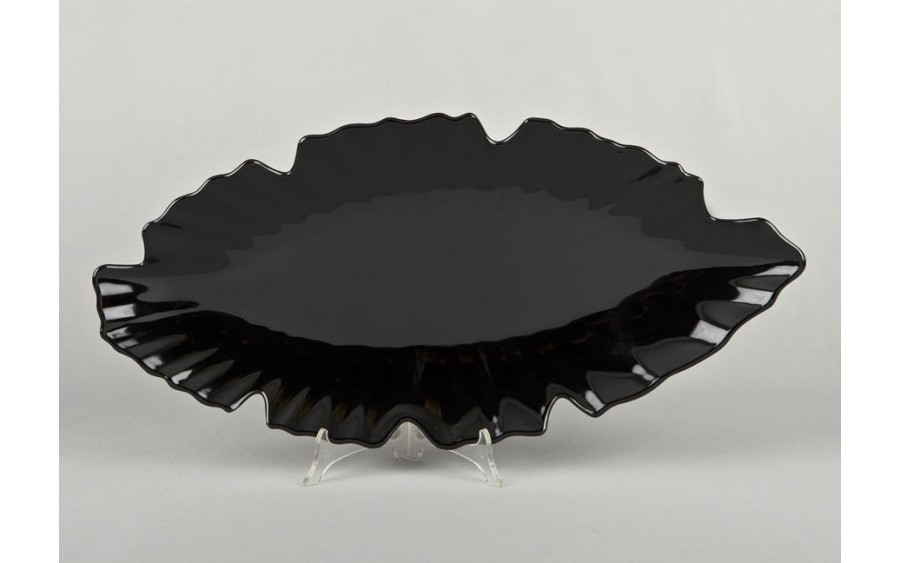 Taca z melaminy 52 cm liść czarna APS 84087