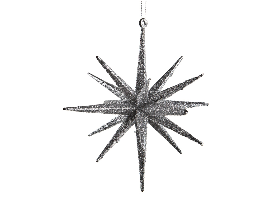 Bombka gwiazda 15cm srebrna