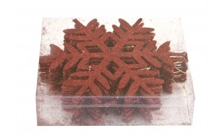 12x Ozdoba świąteczna śnieżynka czerwona