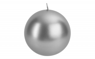 Świeca kula 10 cm srebrny metalik K-4