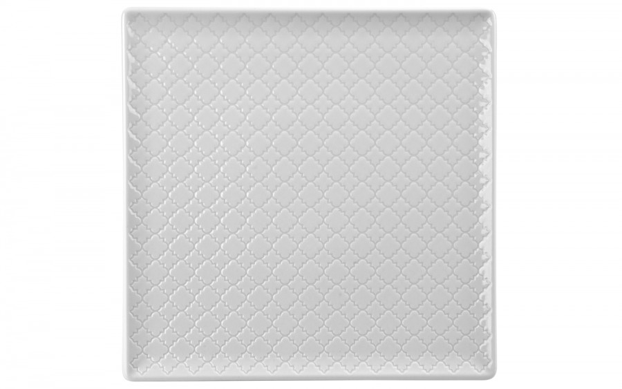 Talerz płytki kwadratowy 25,5cm Marrakesz biały