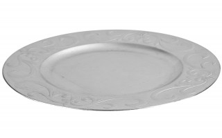 Talerz dekoracyjny plastikowy 33 cm srebrny P0314
