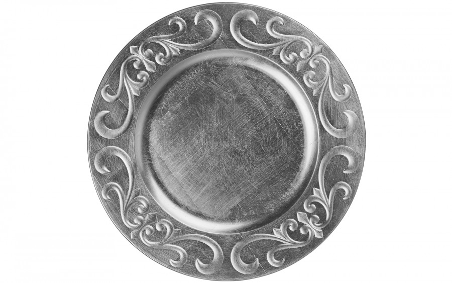 Talerz dekoracyjny plastikowy 33 cm srebrny P0314