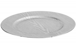 Talerz plastikowy ozdobny 33cm - srebrne słoje