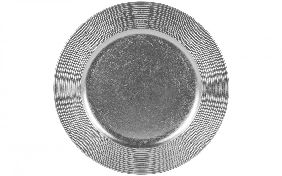 Talerz plastikowy ozdobny 33cm - srebrny